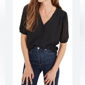 Madewell puffsleeve black dress top size S